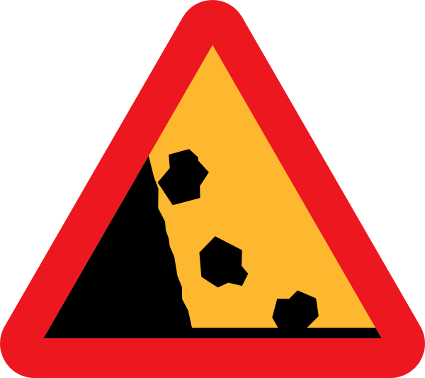 Falling Rocks Road Sign