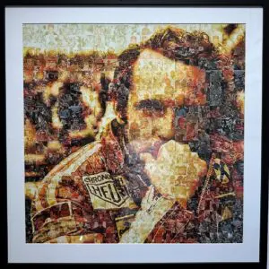 Niki Lauda artwork. Featuring 100s of smaller pictures of Mike Lauda, to make a large picture.
