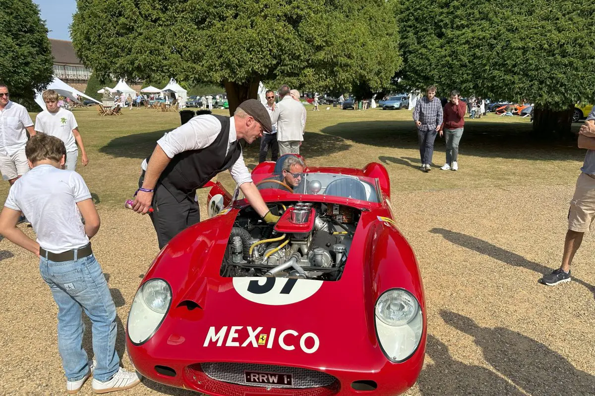 1959 Ferrari Dino 196 S Spider, Engine, Concours of Elegance 2024 at Hampton Court Palace