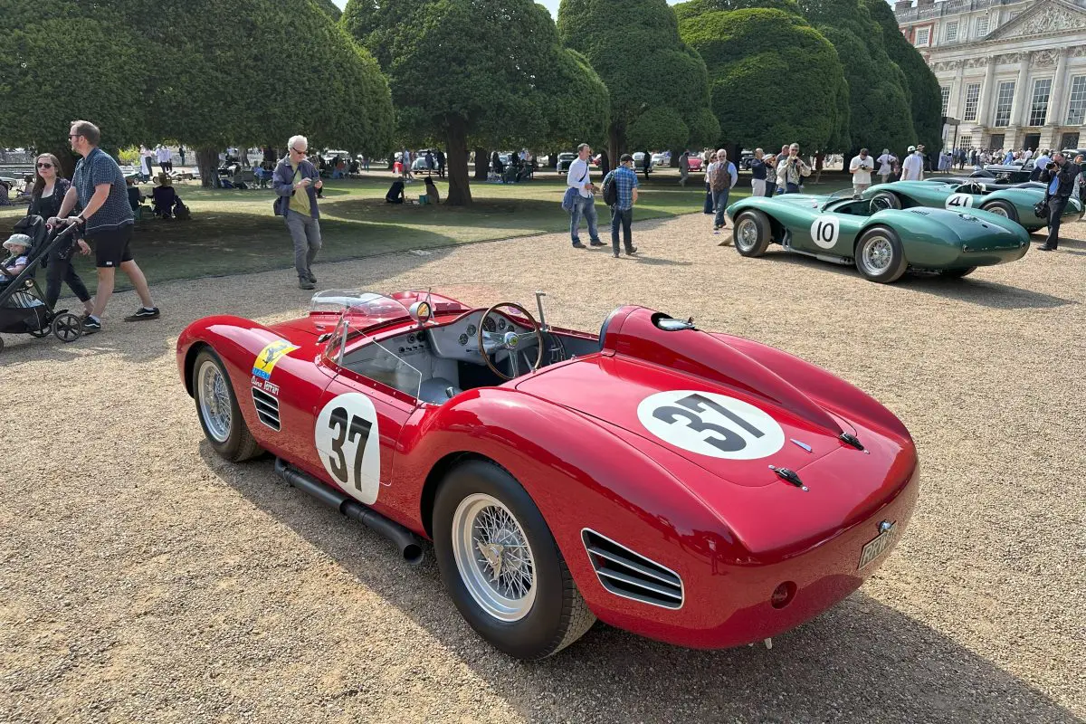 1959 Ferrari Dino 196 S Spider, Left Rear, Concours of Elegance 2024 at Hampton Court Palace
