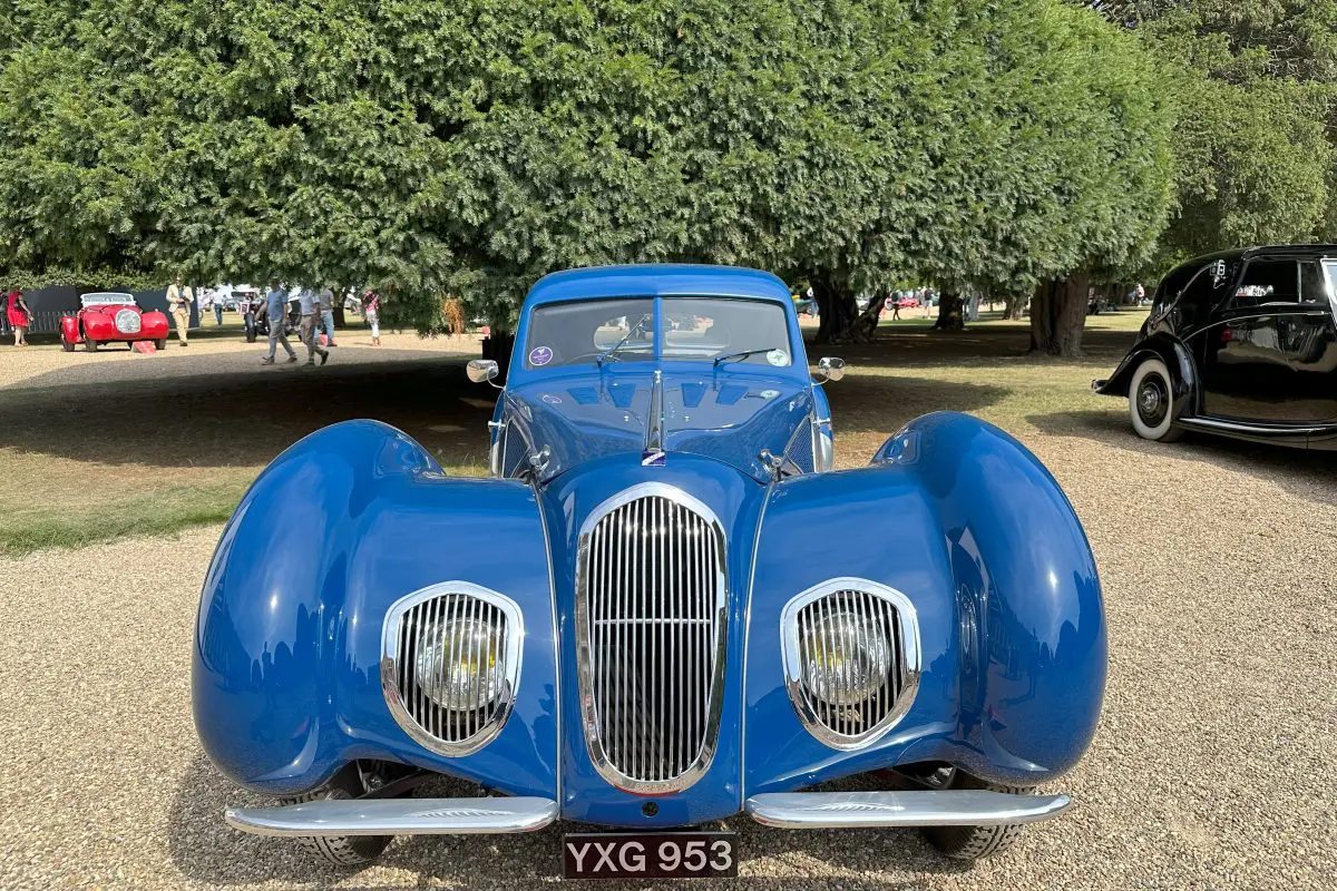 1939 Talbot-Lago T1560 C SS by Pourtout, front view, featured at the Concours of Elegance 2024.