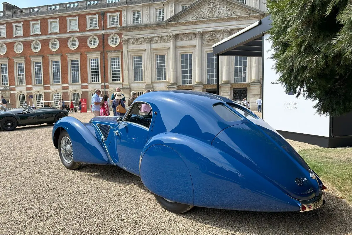 1939 Talbot-Lago T1560 C SS by Pourtout, rear left side, featured at the Concours of Elegance 2024.