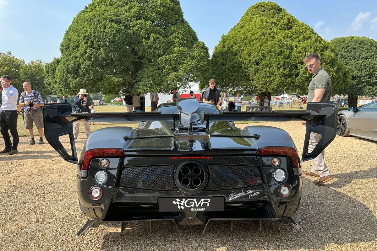 2016 Pagani Zonda Oliver Evolution 'Hermes Edition', rear, featured at the Concours of Elegance 2024.