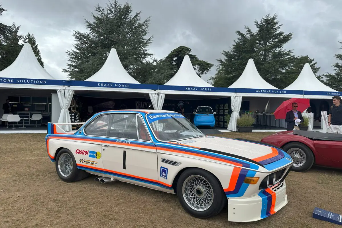 Salon Prive 2025 (1972 BMW 3.0 CSL Works Development Car E9-R1 - front side view)