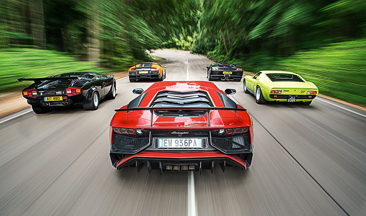 V12 Lamborghinis on the road