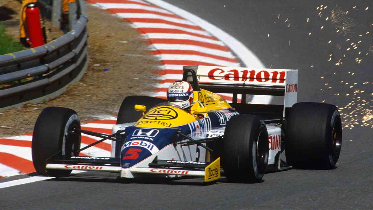 Nigel Mansell Driving the Williams FW11 at the 1986 Belgian GP
