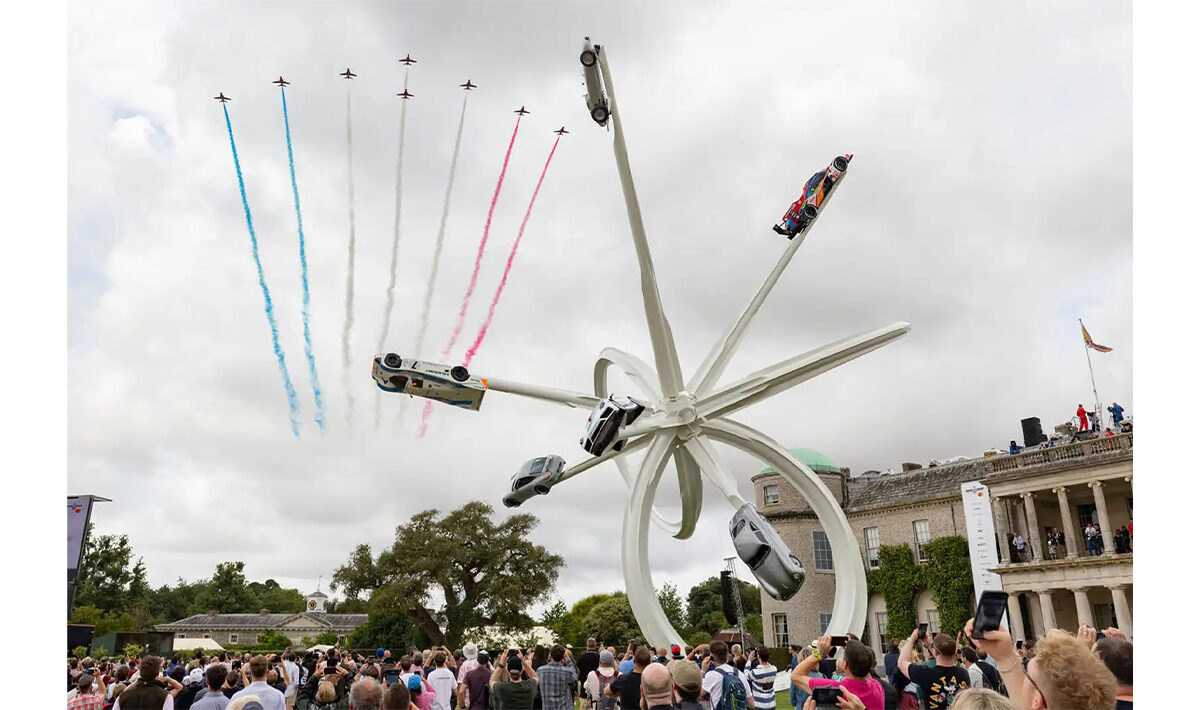 The Red Arrows Fly Over the Central Feature at Goodwood Festival of Speed 2023