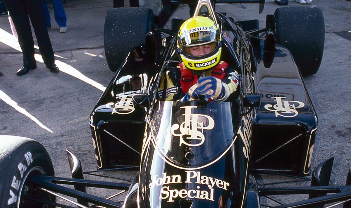 Senna in Black Renault at Silverstone