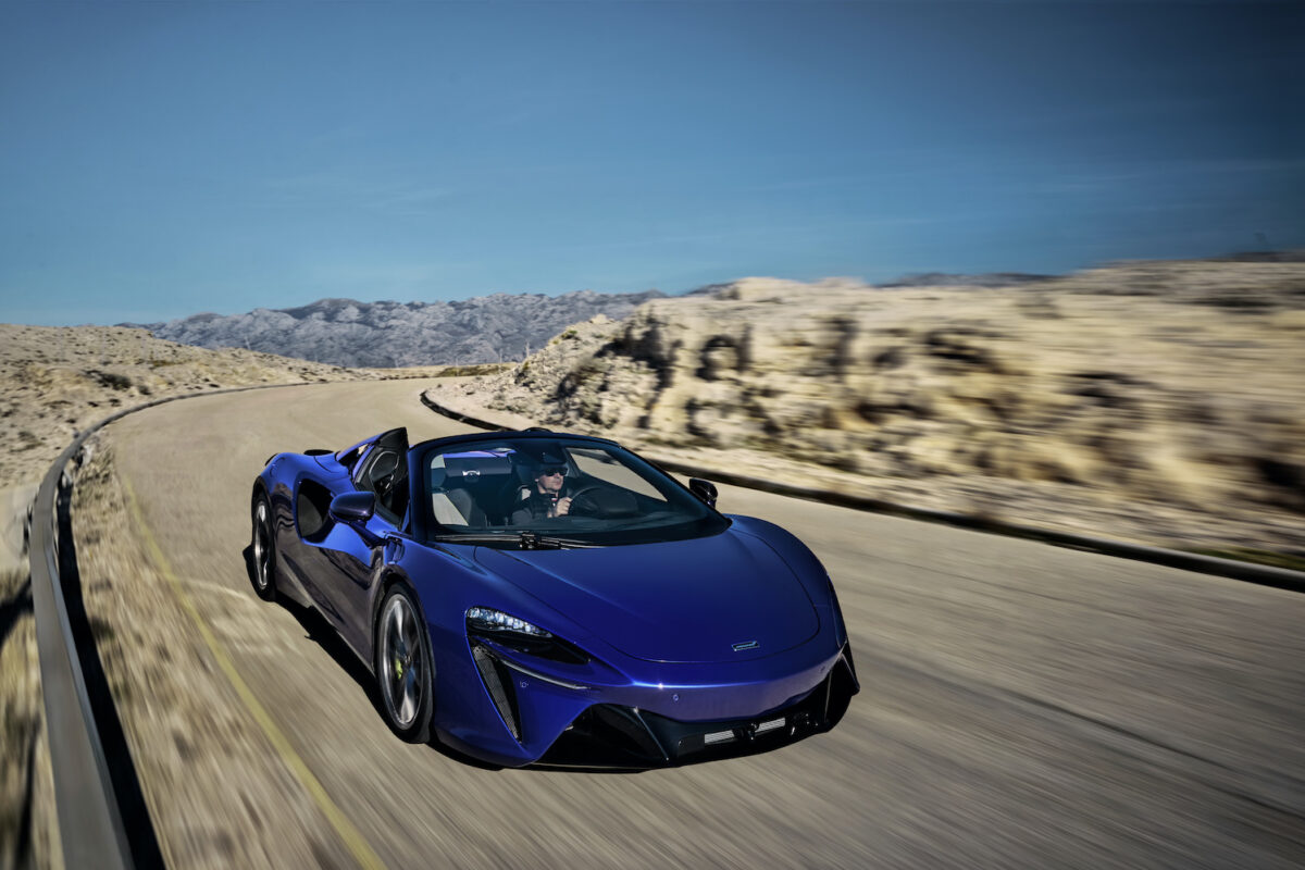 McLaren Artura Spider P16S Front Right On The Road