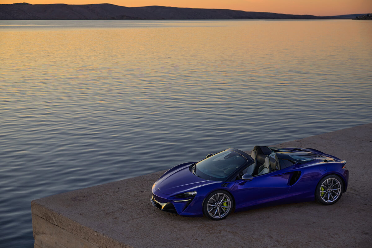 McLaren Artura Spider P16S Left Side By The River