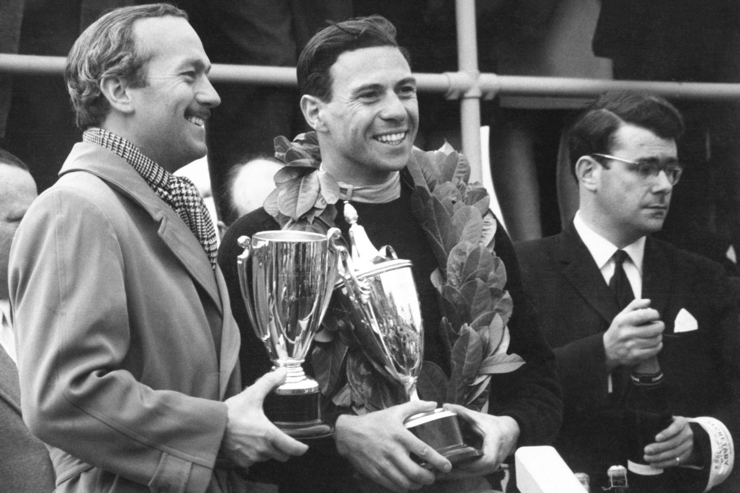 Colin Chapman [left] and Jim Clark [right] 1964. Image credit, Goodwood.