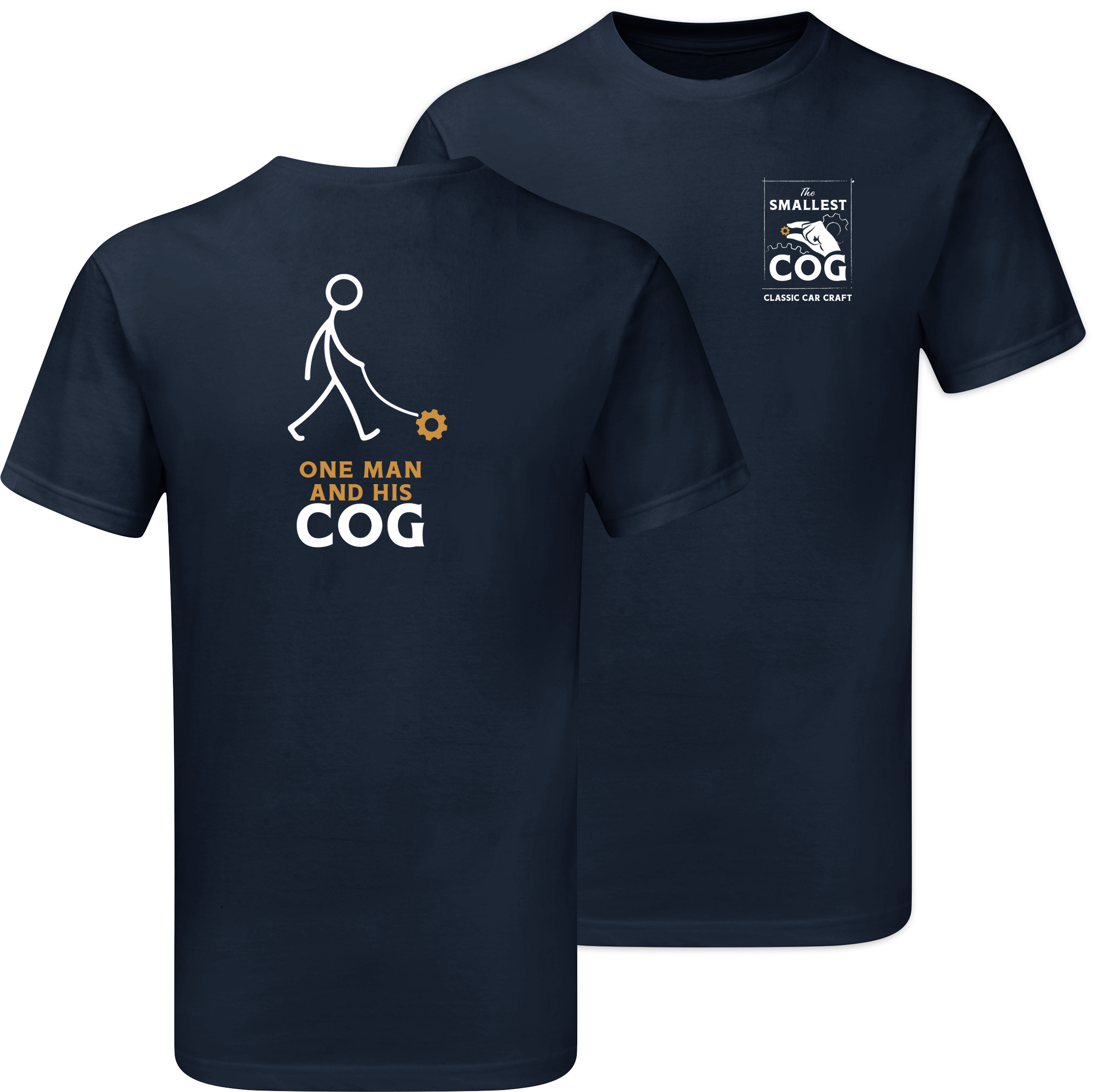 Smallest Cog T-Shirt - One-man-and-his-cog-navy