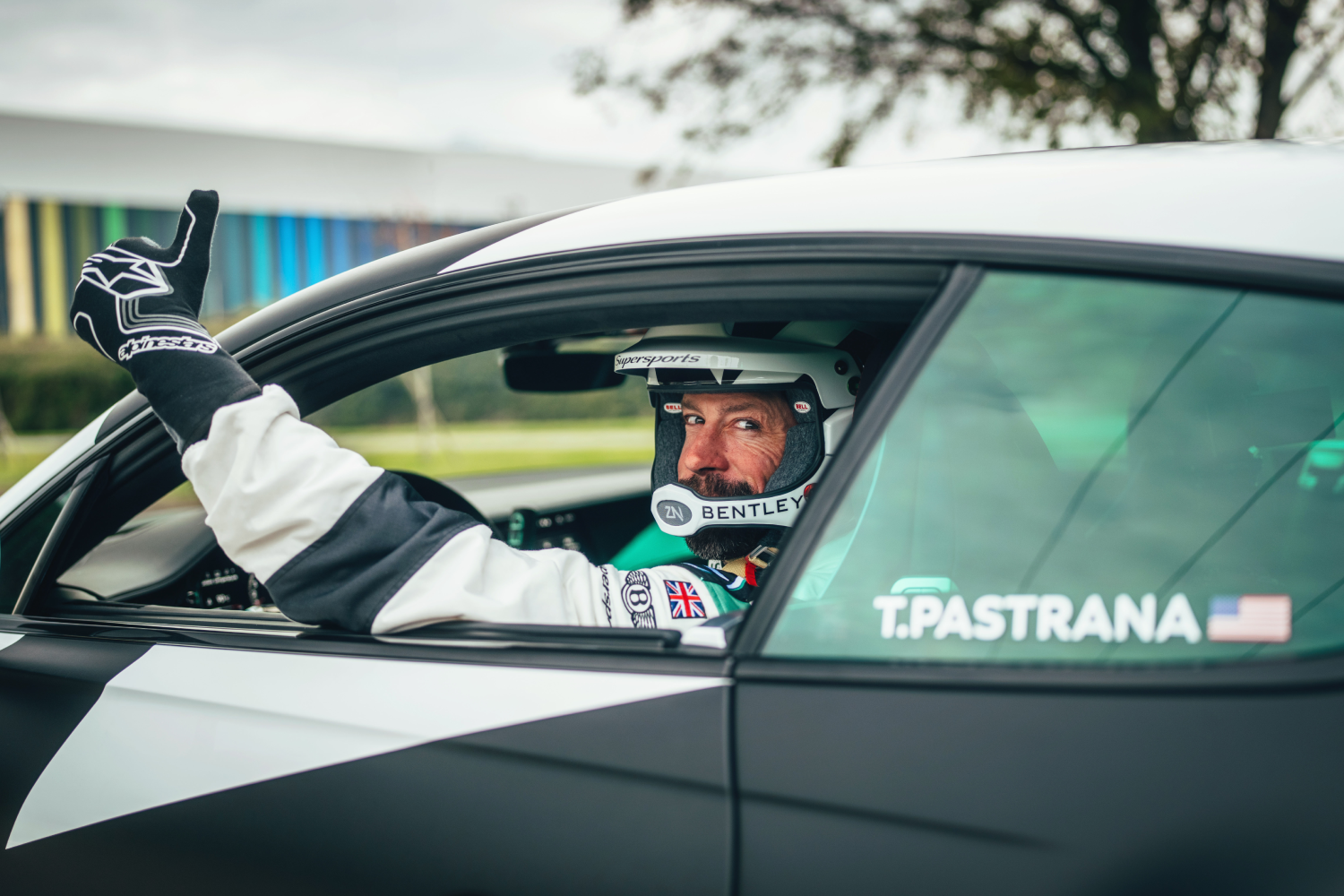  Travis Pastrana driving the 2026 Bentley Continental GT Supersports