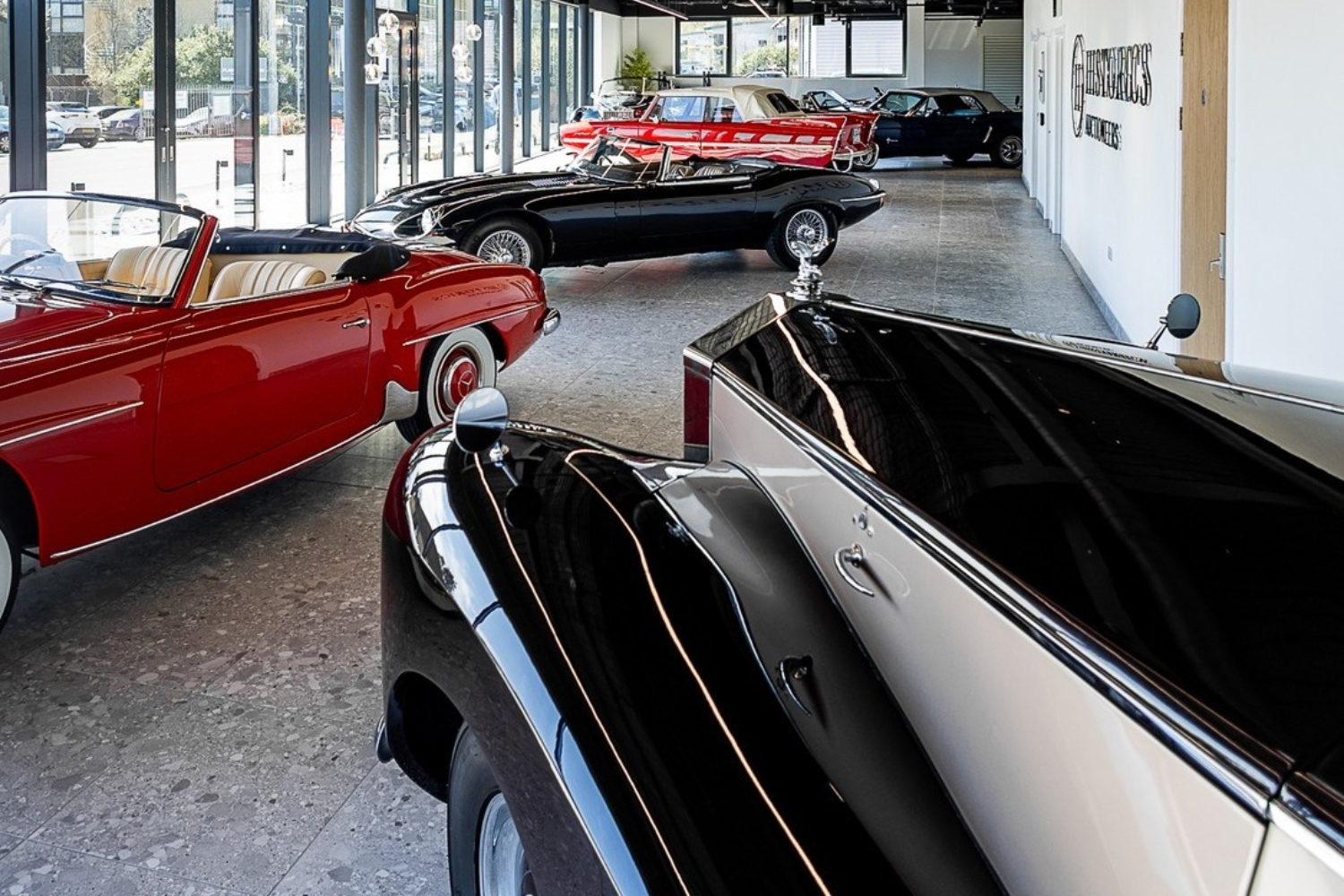 new HQ in Ascot - cars in showroom