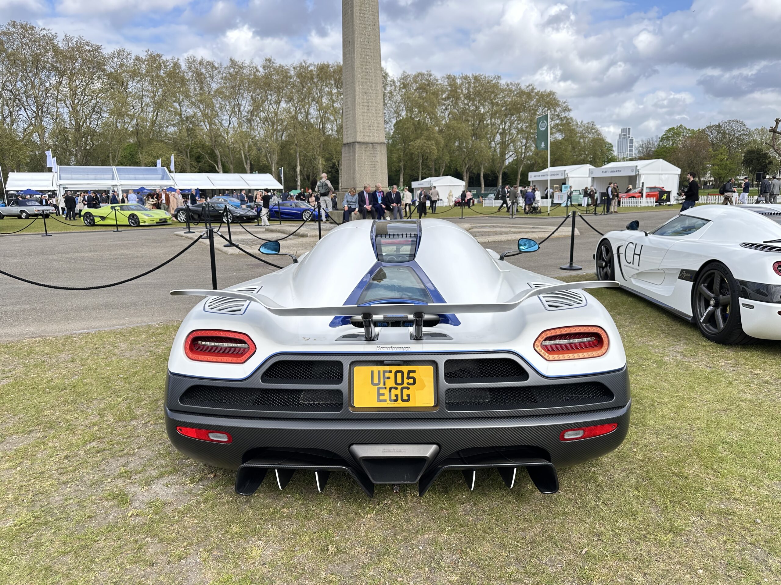White Koenigsegg Agera R at Salon Privé London 2026.
