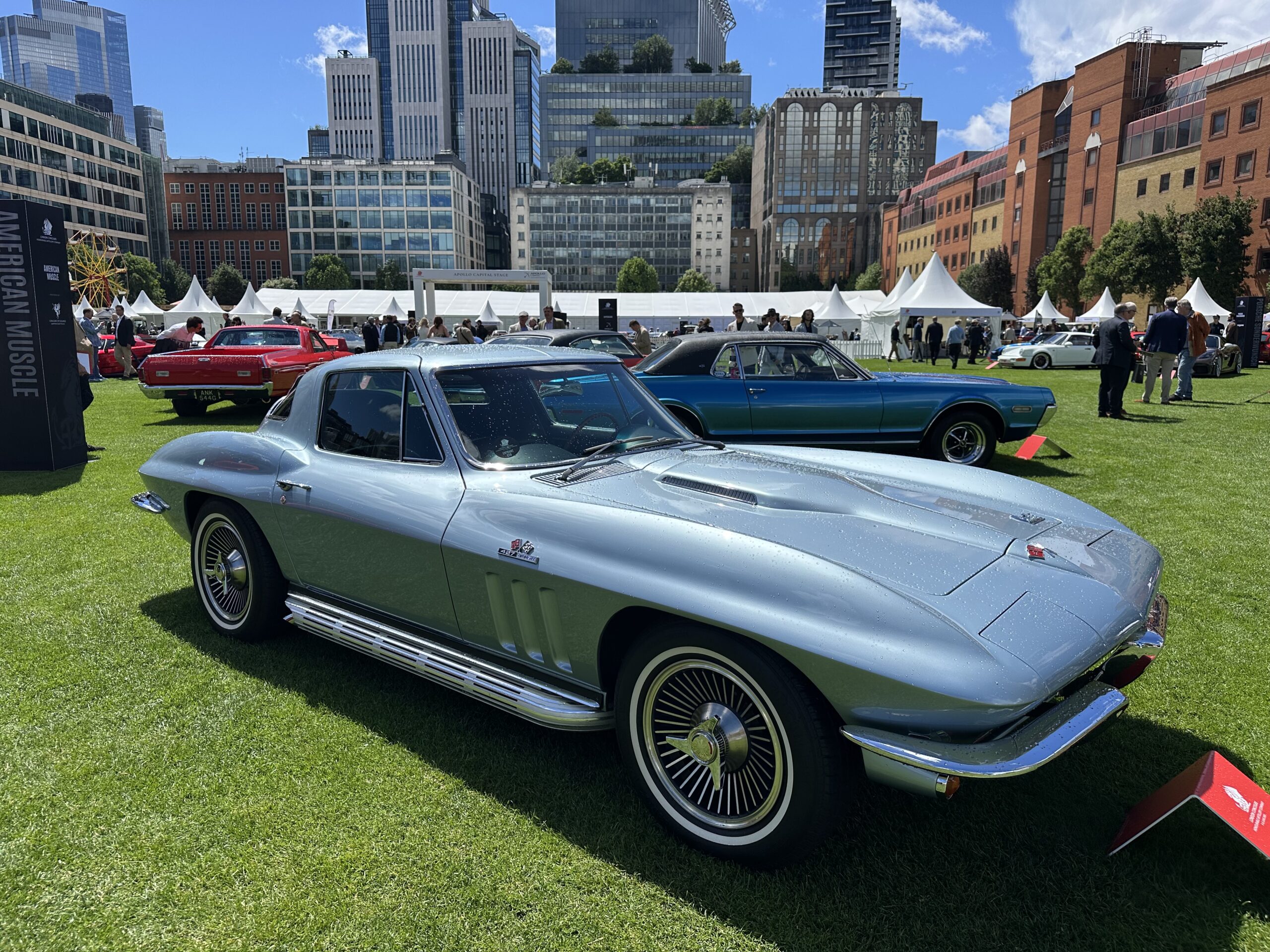 1966 Chevrolet Corvette C2 Sting Ray (front side view) at the London Concours 2026.