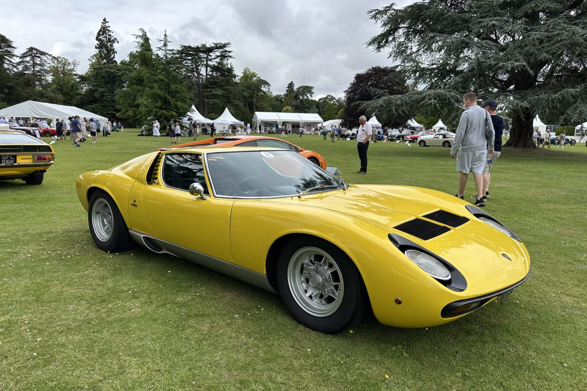 1972 Lamborghini Miura SV, Ex-Rod Stewart (front side view) at the Wilton House Concours Des Legendes 2026