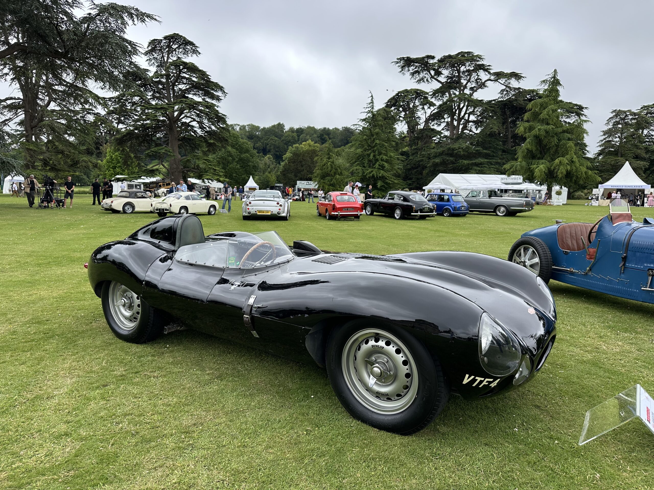 1955 Jaguar D-Type, front side view. At Wilton House Concours Des Legendes 2026.