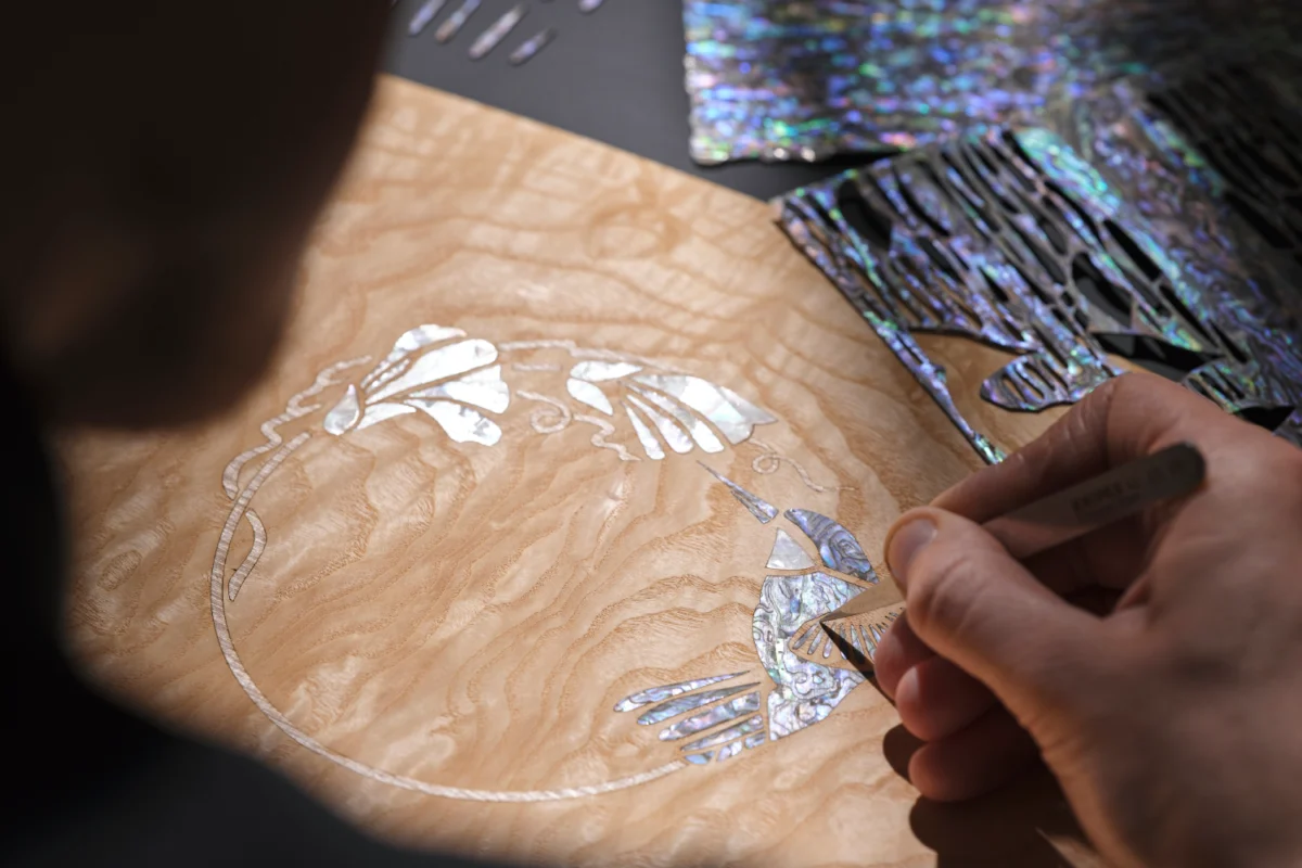 Abalone shell marquetry