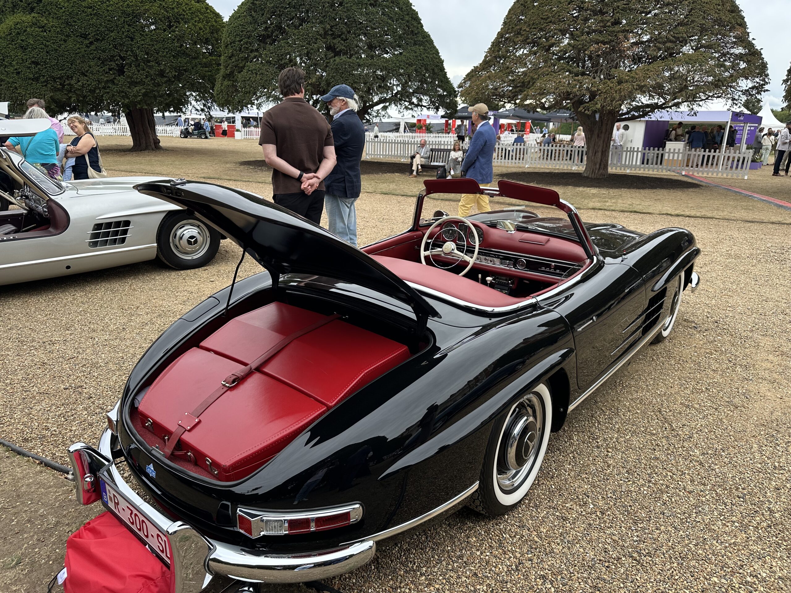 1957 Mercedes-Benz 300 SL Roadster, rear view, with boot open. At the Concours of Elegance 2026.