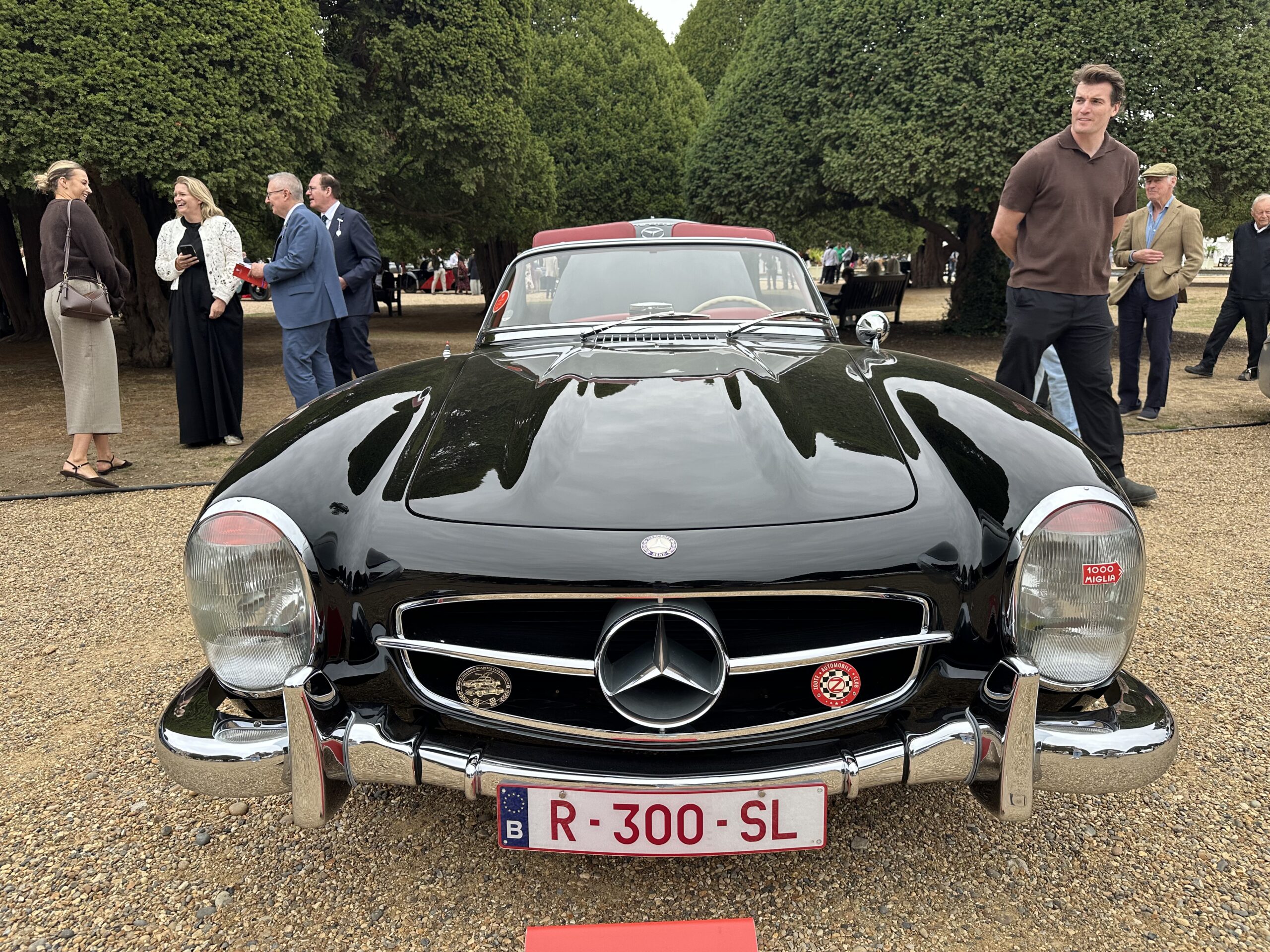 1957 Mercedes-Benz 300 SL Roadster, front low profile view. At the Concours of Elegance 2026.