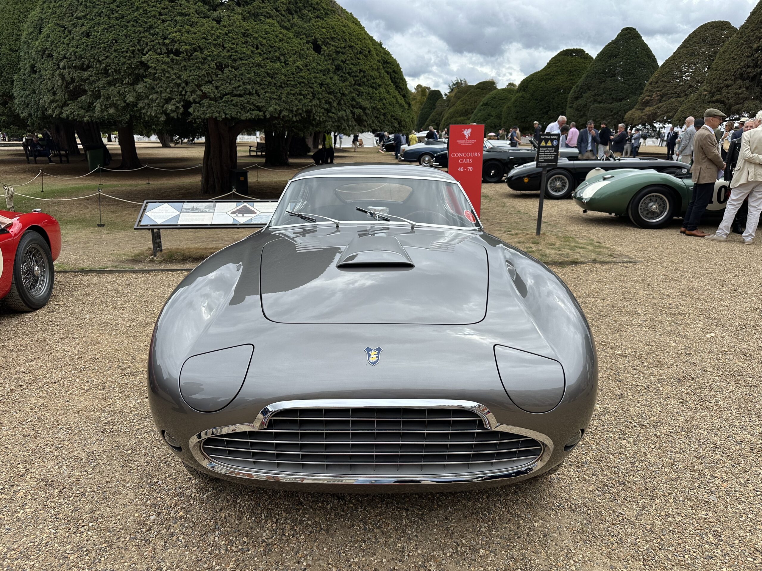1953 Siata 208 CS by Balbo, front profile. At the Concours of Elegance 2026.